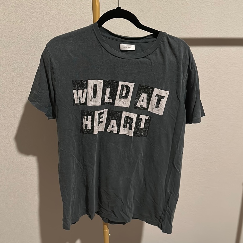 Anine Bing Wild at Heart Gray T-shirt Size M